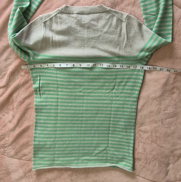 Green and Gray Striped Women's Sweater - Picture 3 of 6